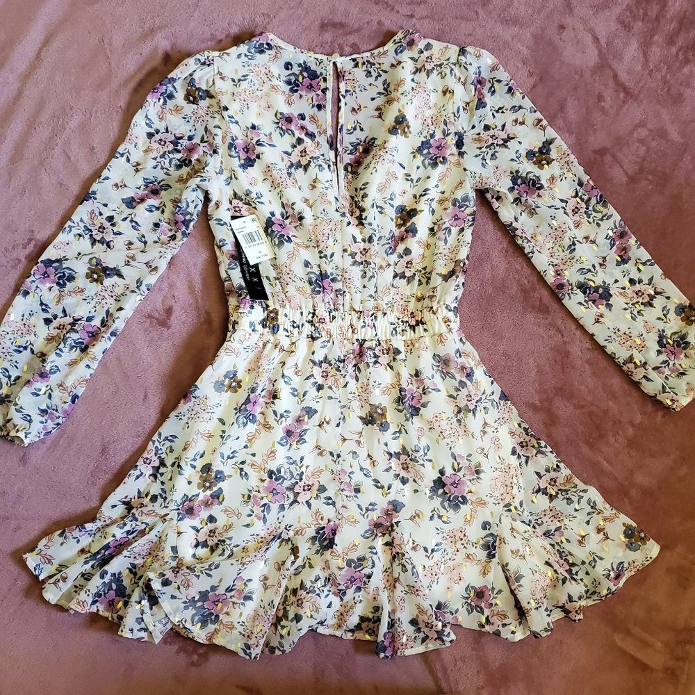 NWT Metallic floral print dress